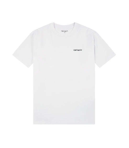 S/S Script Embroidery T-Shirt - White/Black