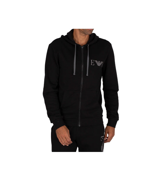 Hooded Sweater Long Sleeve With Zip - Black