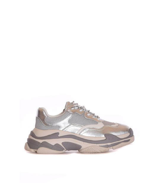 Sneaker Allacciata A Fondo Alto Pelle