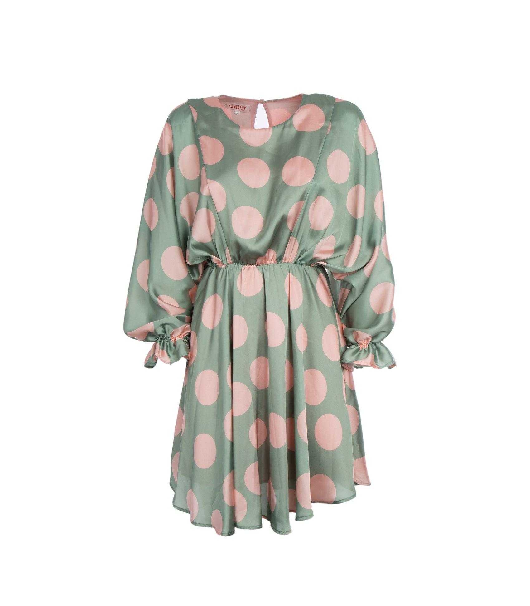 Kontatto Abito Corto Kimono Fantasia Donna Menta Pois Pesca