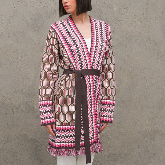 Giacca Etnica - Cacao Fuxia Beige Cognac