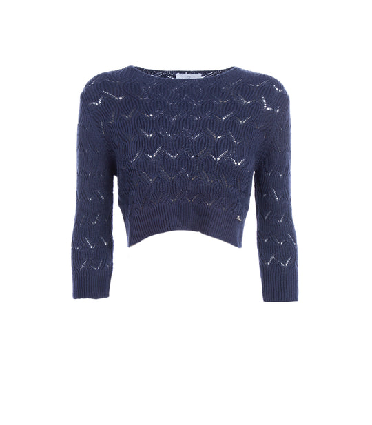 Girocollo Corto Traforato - Blu