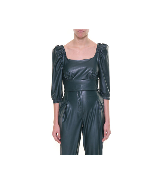 Crop Top Ecopelle - Verde Bottiglia