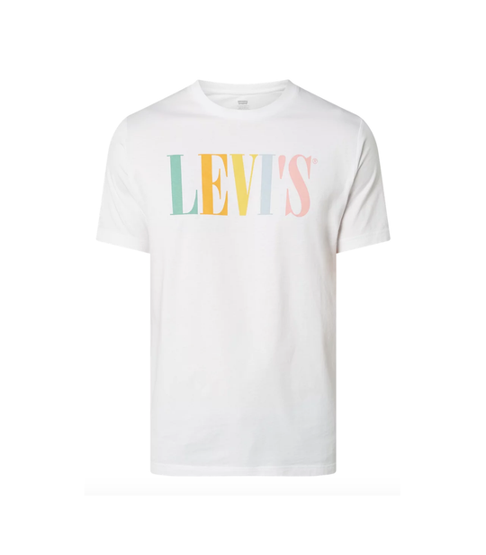Relaxed Graphic Tee 90's Serif Logo - White