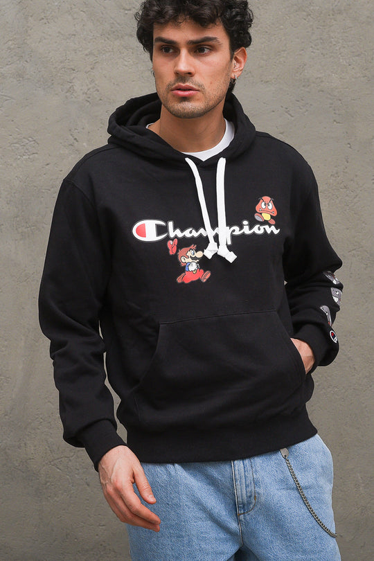 Hooded Sweatshirt Champion X Super Mario - Black