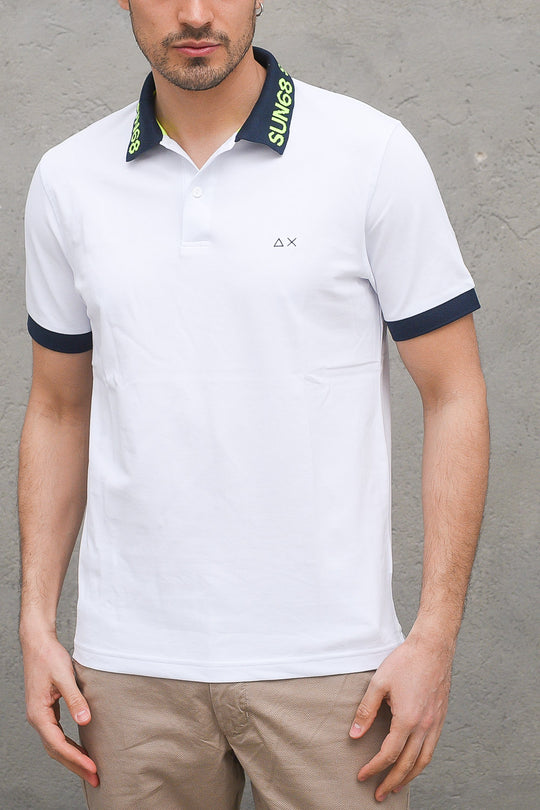 Polo Intarsia Collar El. - Bianco