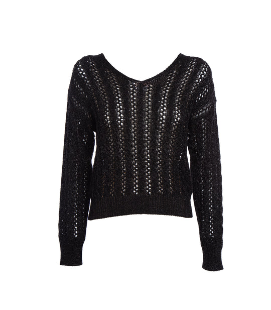 Scollo V Traforato - Nero