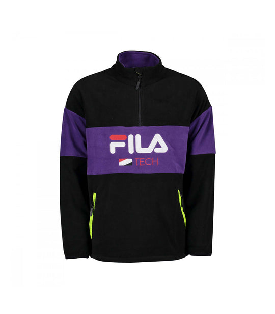 Fleece Half Zip Shirt - Black Purple