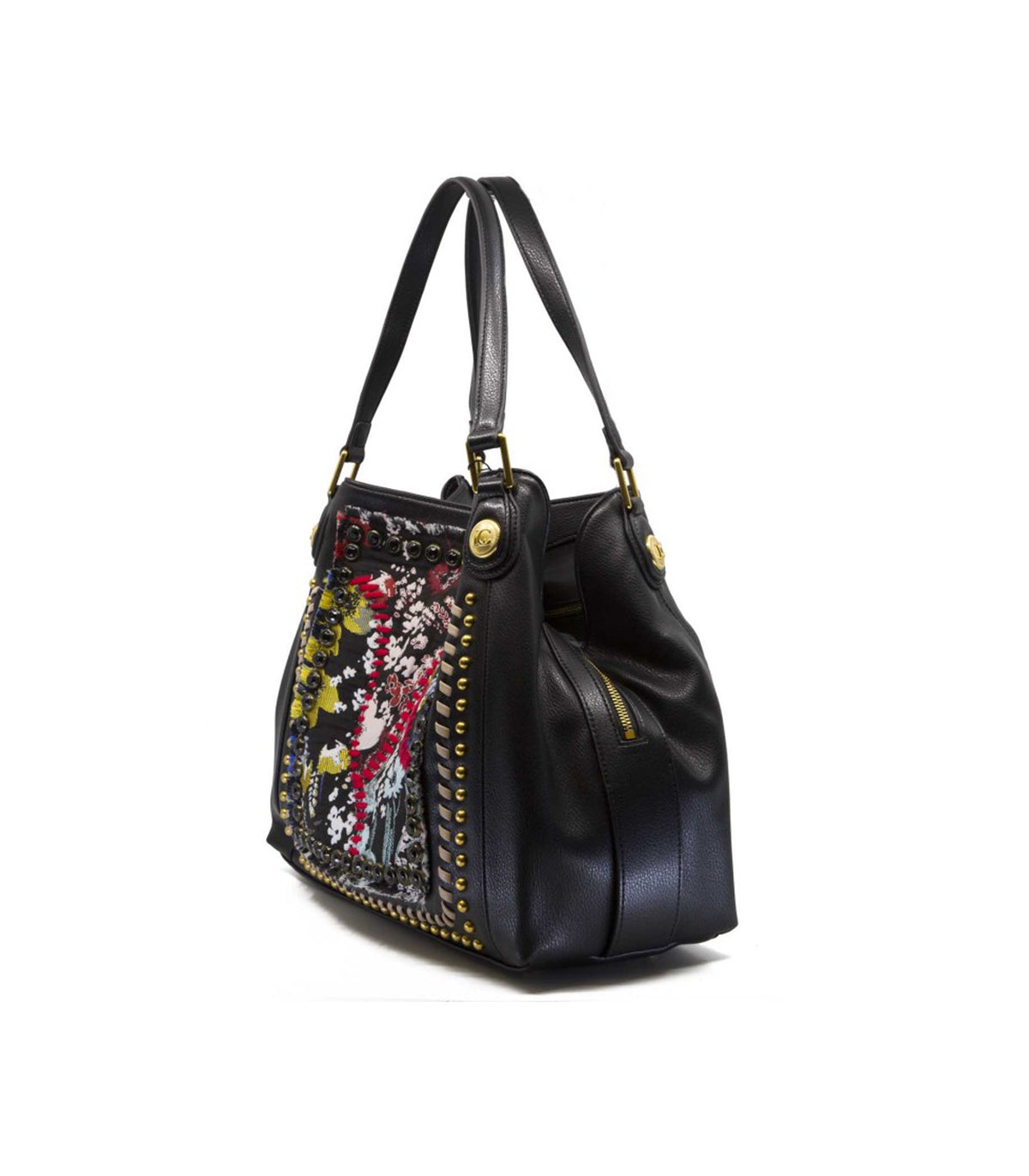 Sunflower Boston Bag Tessuto + Ecopelle - Combi Black — 2