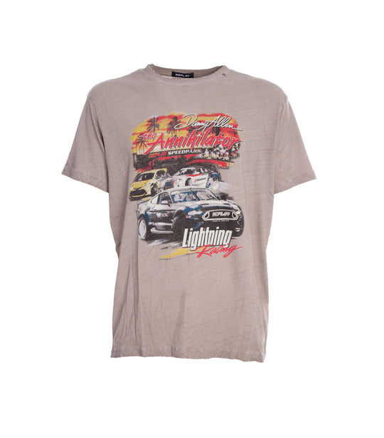 T-shirt Effetto Fiammato Replay