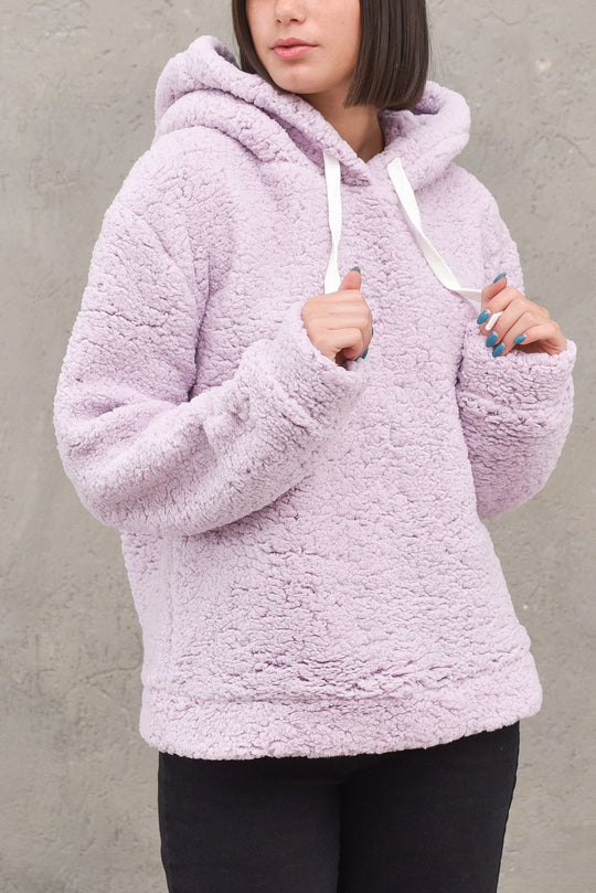Felpa Teddy Cappuccio - Lilla