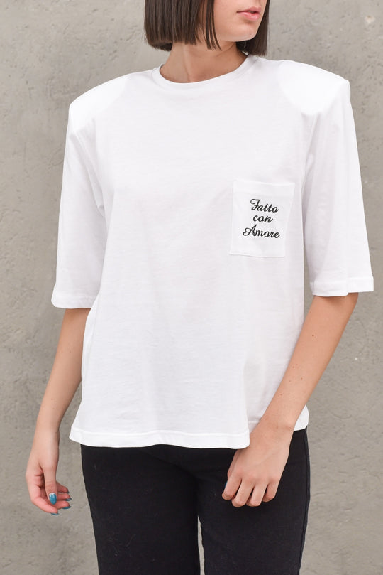 T-shirt con ricamo - Bianco
