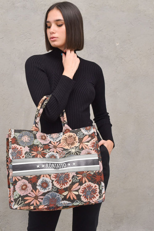 Shopper Fantasia Ricamo Donna - Fiori