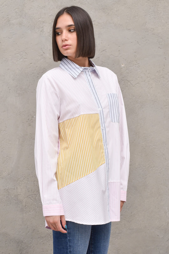 Camicia Patch Righe Donna - Patch