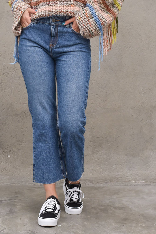 Jeans Flaire Cropped - Denim
