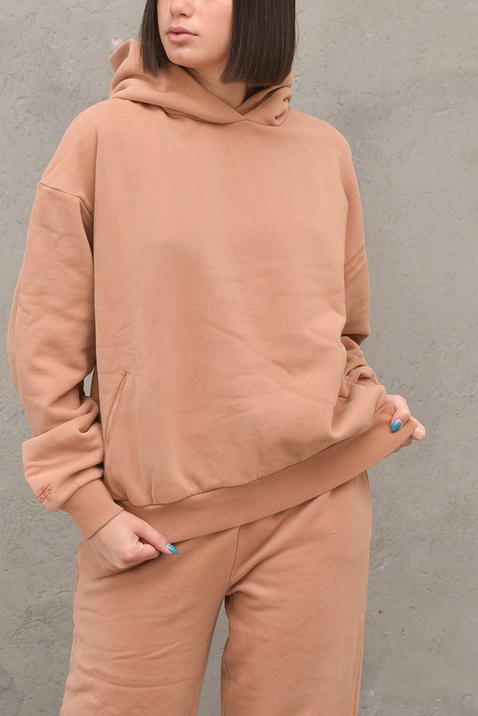 Felpa Cappuccio Tasche Donna - Mandorla
