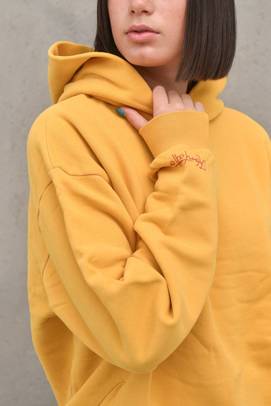 Felpa Cappuccio Tasche Donna - Mostarda