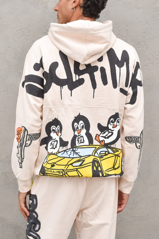 Maglia con Cappuccio Uomo in Felpa/Crema