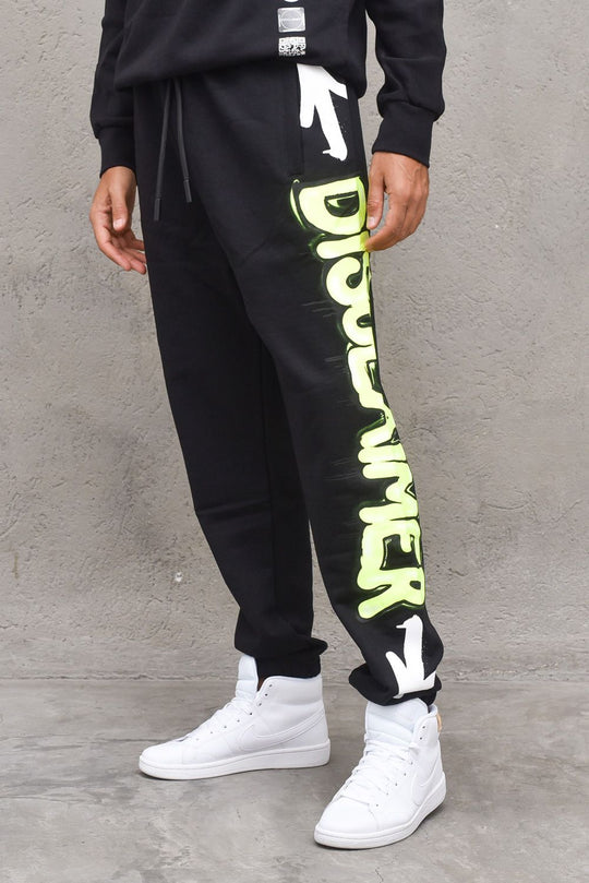 Pantalone Uomo Felpa-Nero/Giallo Fluo
