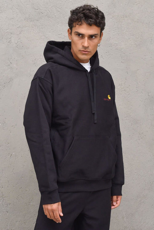 Hooded American Script Sweat - Black