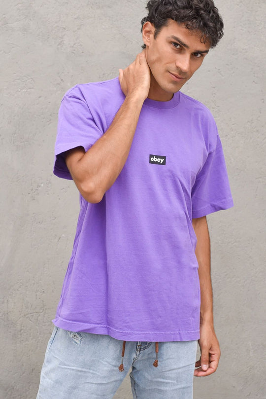 T-shirt Obey Black Bar Heavyweight Tee-Orchid