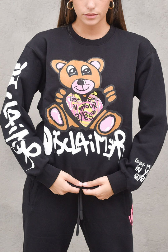 Maglia Girocollo Donna in Felpa - Nero