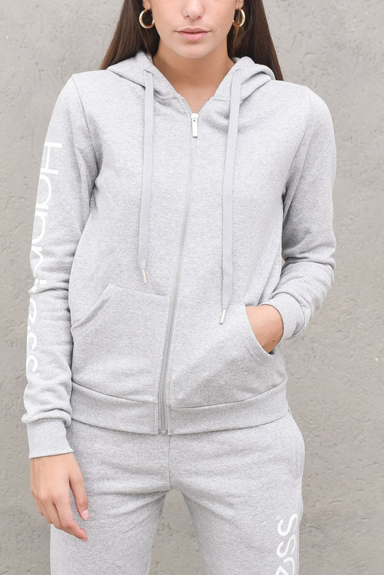 Felpa Zip Essentials-Grey Melan