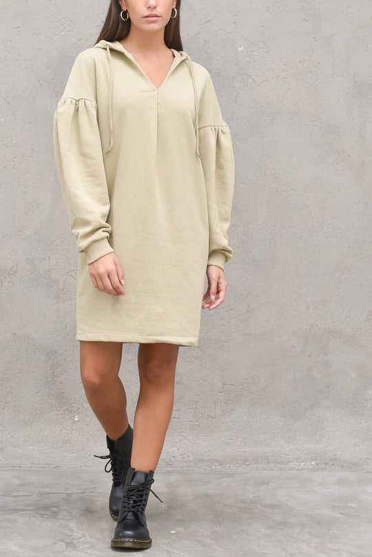 Hoodie Dress - KHAKI