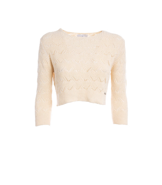 Girocollo Corto Traforato - Naturale