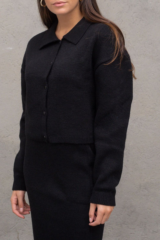 Dropped Shoulder Cardigan - Black