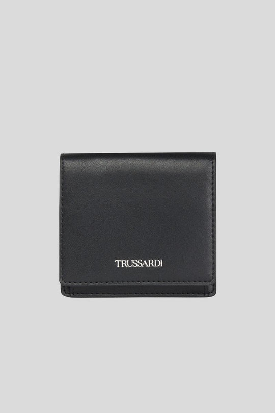 Wallet Coin Pocket Card Nappa Liscia - Black