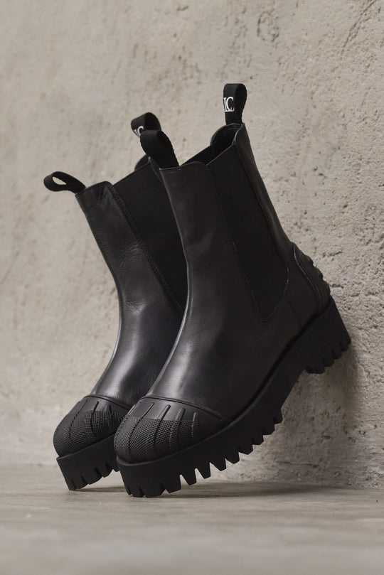 Stivaletto Pelle+Gomma - Black