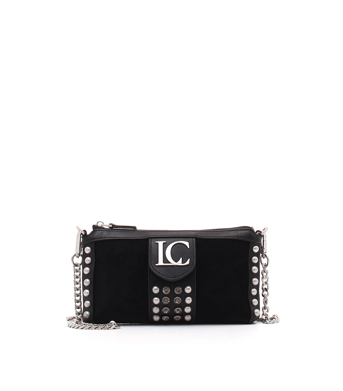 Candice Double Wallet Suede + Leather - Black — 1