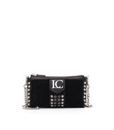 Candice Double Wallet Suede + Leather - Black