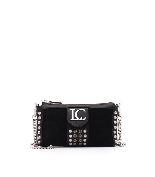 Candice Double Wallet Suede + Leather - Black