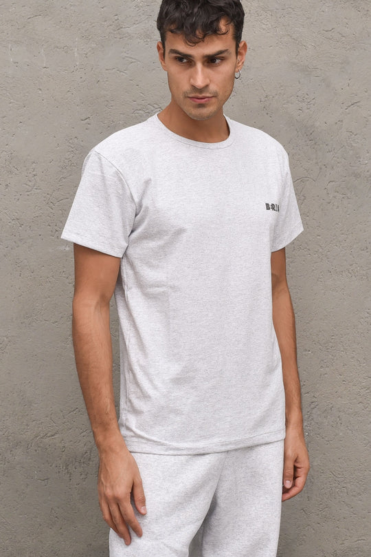 T-shirt Stampa Logo -Grigio Melange