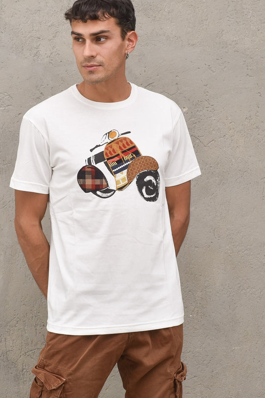 T-shirt Vespa Ricamata - Off White