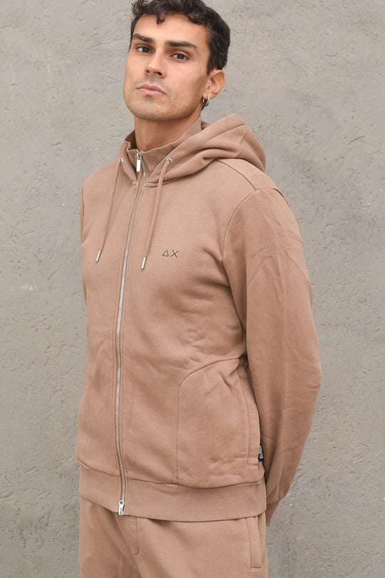 Felpa Hood Zip Cotton - Beige