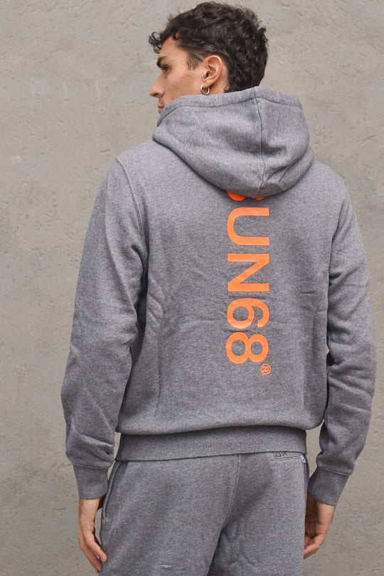 Felpa Hood Logo Fluo Cotton - Grigio Medio
