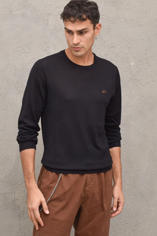 Pullover Round Solid Merinos - Black