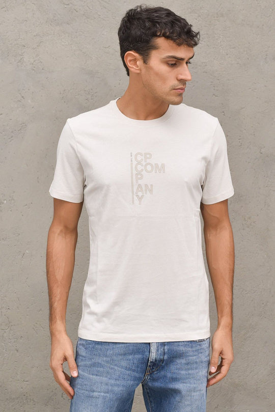 T-shirt Jersey Vertical Logo - Avorio