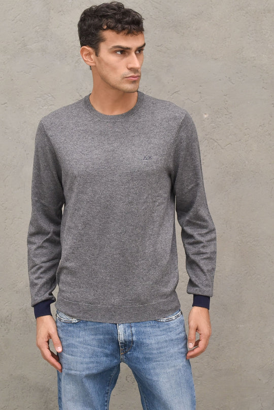 Pullover Round Elbow Contrast - Grigio Medio