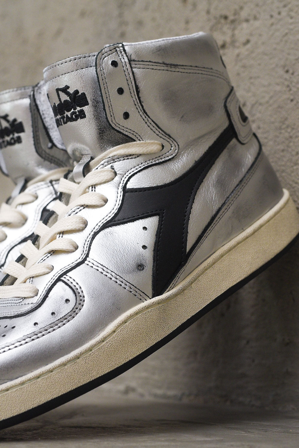 Diadora Heritage Mi Basket Silver Used W Silver Metallized/black