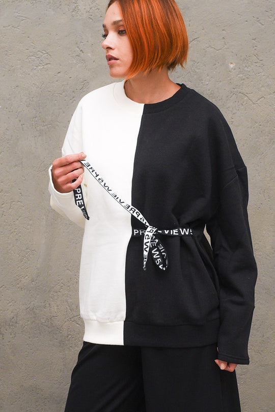 Felpa Vivian Block Sweater - Noir/Blanc-Block