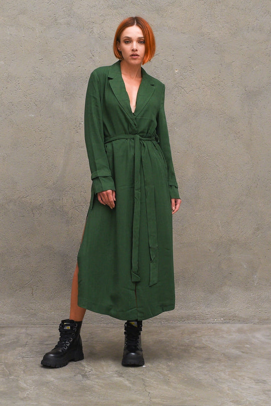 Giacca Here Peached Twill Coat - Dark Forest