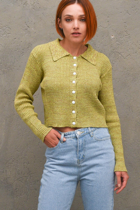 Ladies Top - Green Mauve Melange