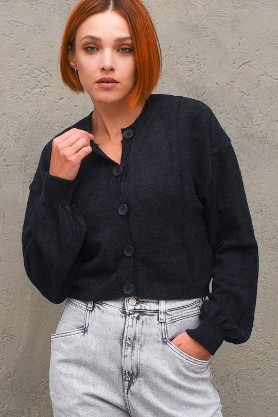 Brushed Cardigan - Black