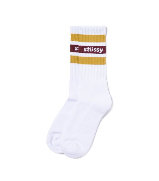 Stripe Crew Socks - White/Mustard