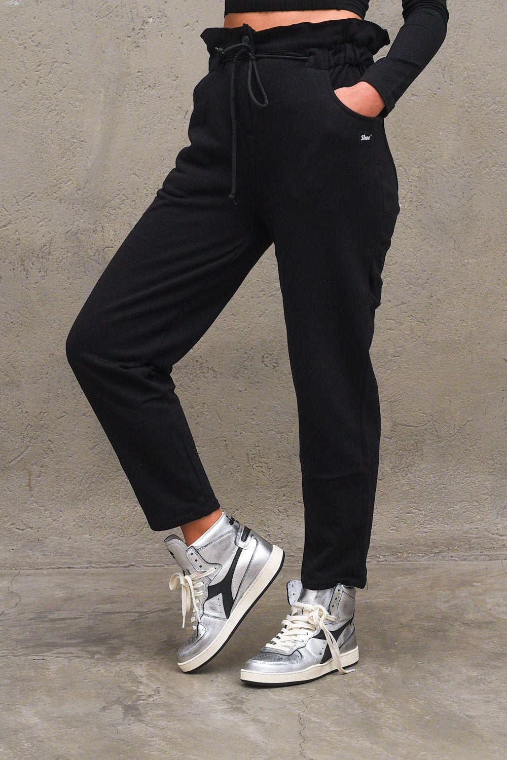 Pantalone in Felpa Candy Waist - Black — 1