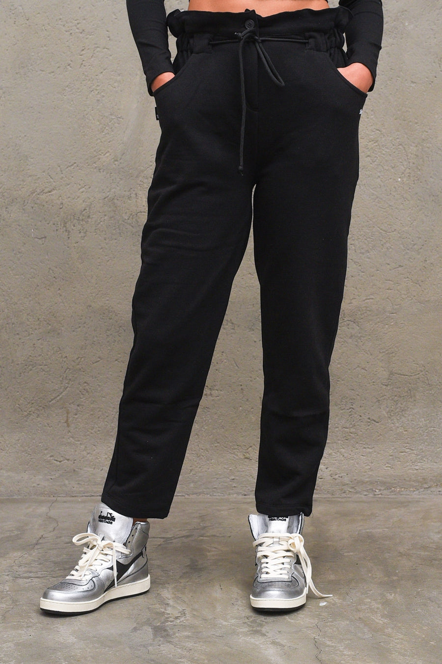 Pantalone in Felpa Candy Waist - Black — 2
